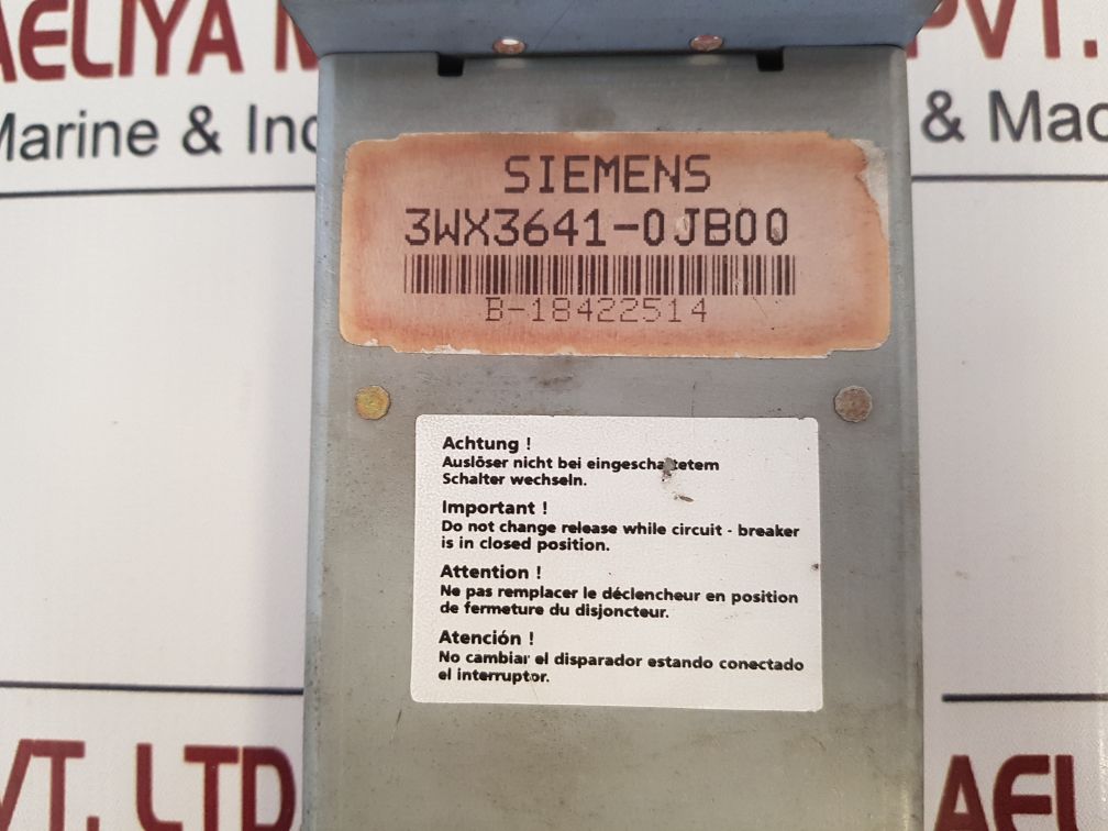 Siemens 3Wx3641-0Jb00 Over-current Release For Ac Circuit-breaker