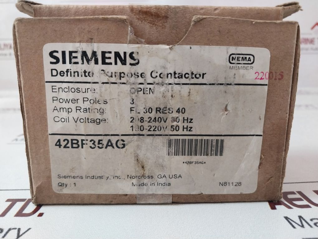 Siemens 42Bf35Ag Definite Purpose Contactor