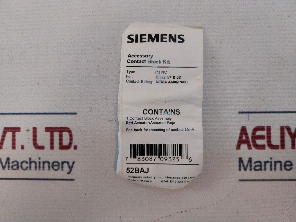 Siemens 52Baj Contact Block Assembly A600/P600