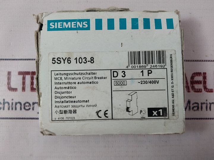 Siemens 5Sy6103-8 Miniature Circuit Breaker 230/400V