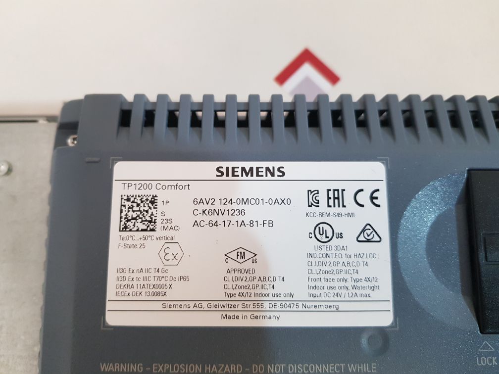 Siemens Simatic Hmi 6Av2 124-0Mc01-0Ax0 Comfort Panel And Itc Ip65