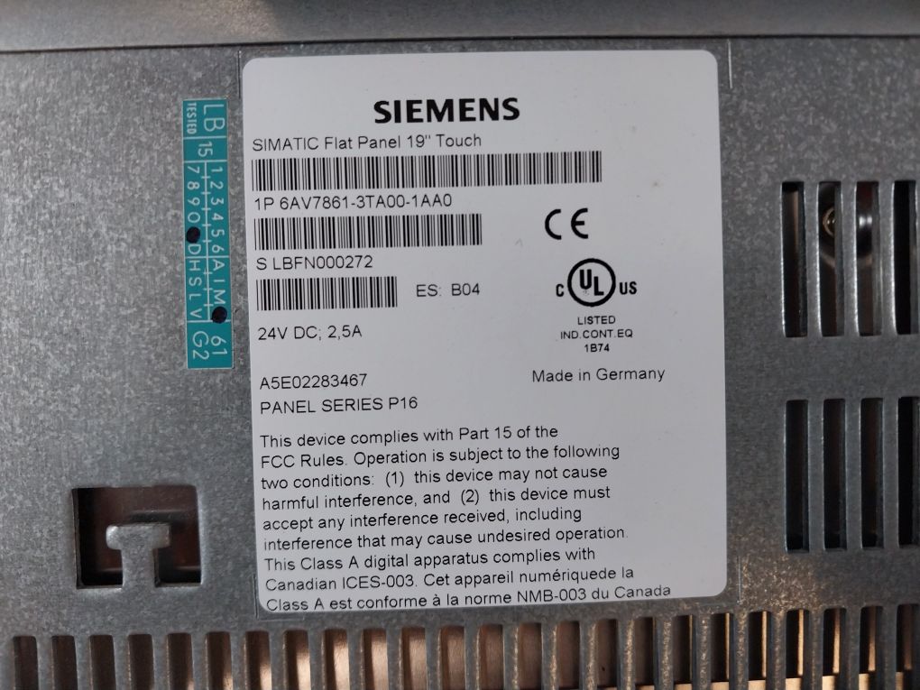 Siemens 6Av7861-3Ta00-1Aa0 Simatic Flat Panel