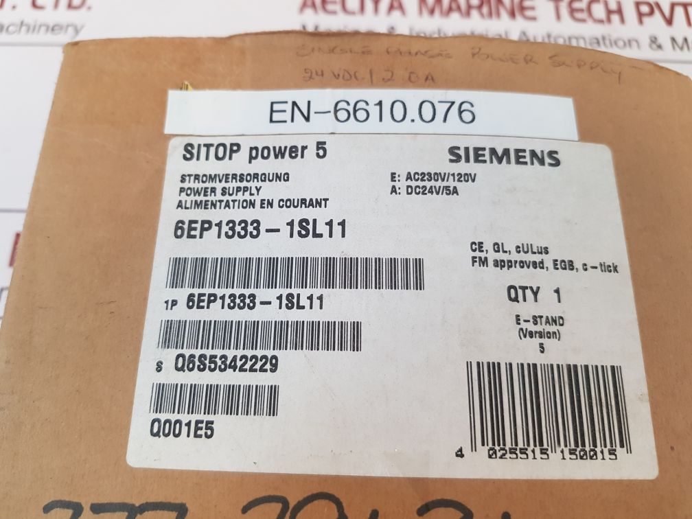 Siemens 6Ep1333-1Sl11 Sitop Power 5 Power Supply