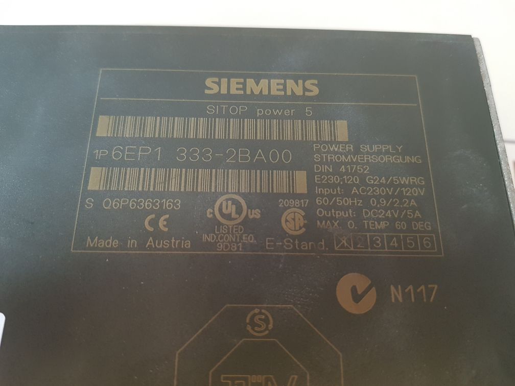Siemens 6Ep1333-2Ba00 Sitop Power 5 Power Supply
