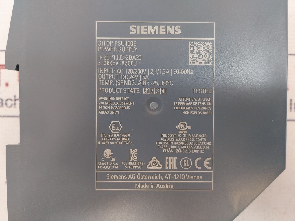 Siemens 6Ep1333-2Ba20 Power Supply Ac 120/230V