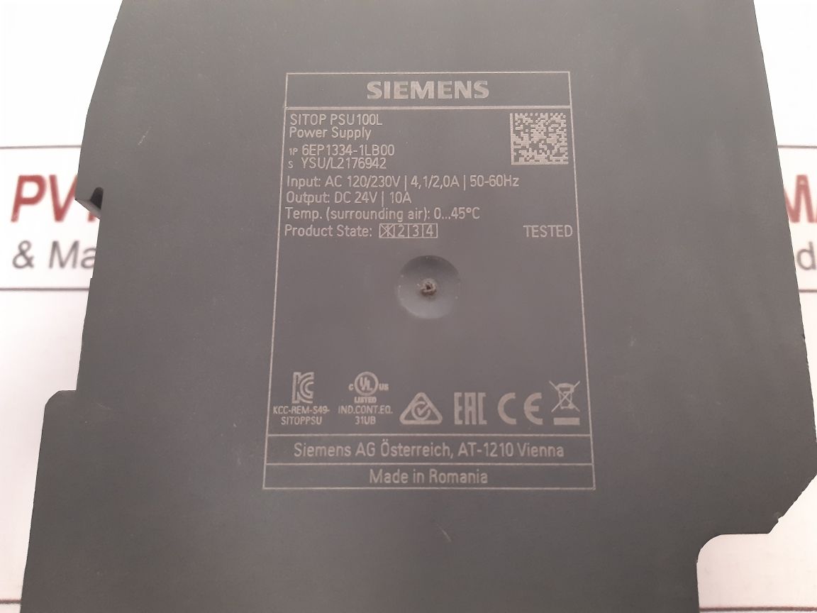 Siemens 6Ep1334-1Lb00 Power Supply Dc 24V/10A