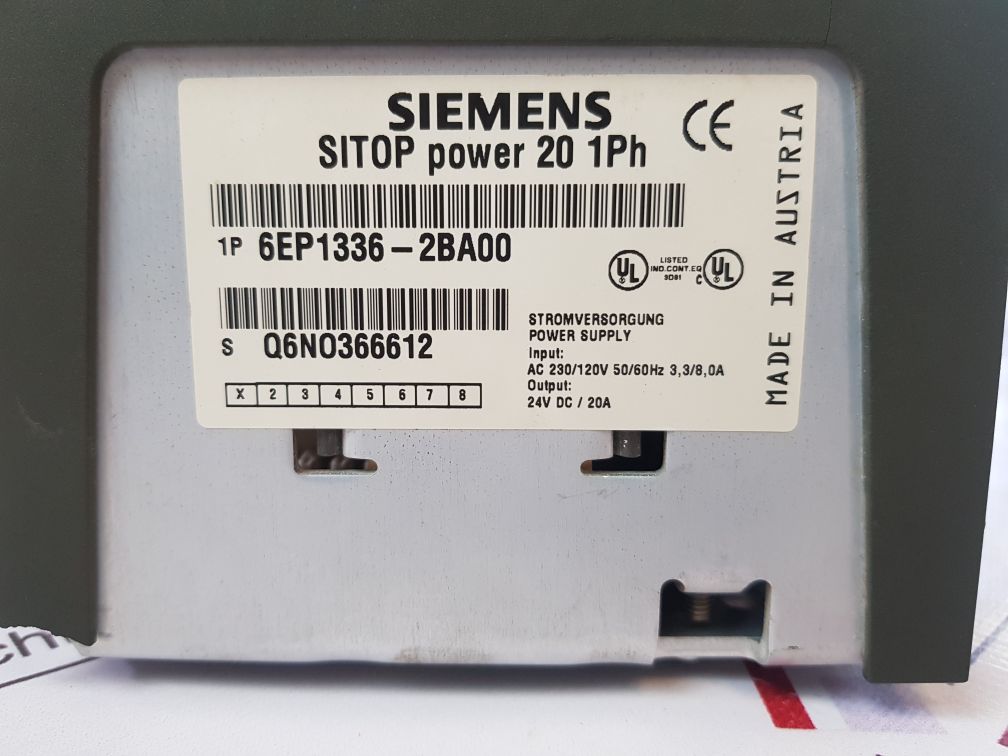 Siemens 6Ep1336-2Ba00 Sitop Power 20 1Ph Power Supply