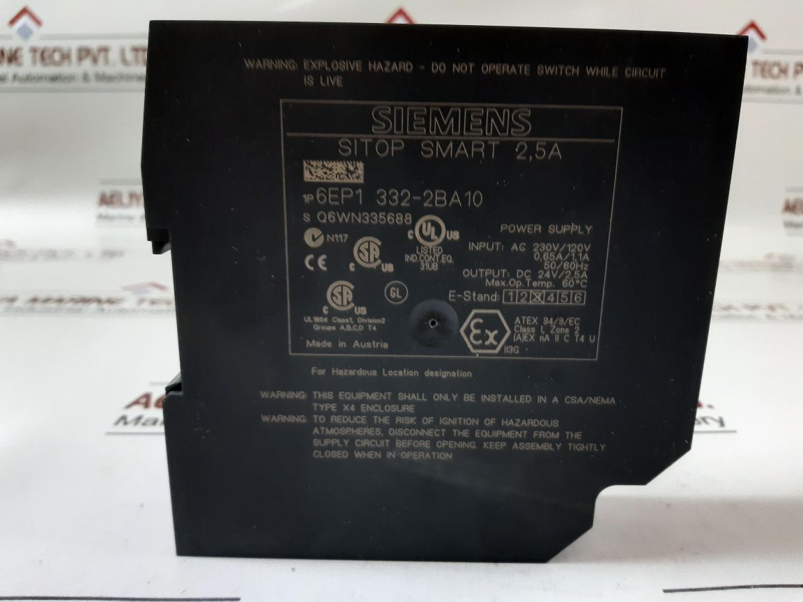 Siemens Sitop Smart 2,5A Power Supply 6Ep1 332-2Ba10 Q6Wn