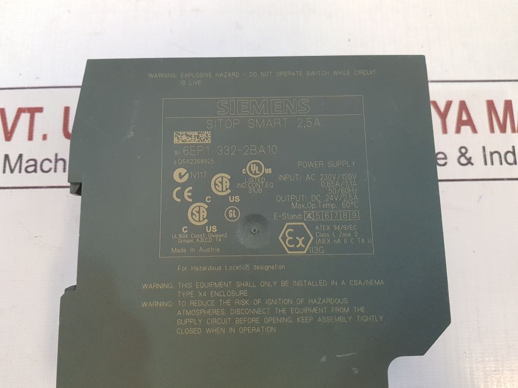Siemens Sitop Smart 2,5A Power Supply 6Ep1 332-2Ba10