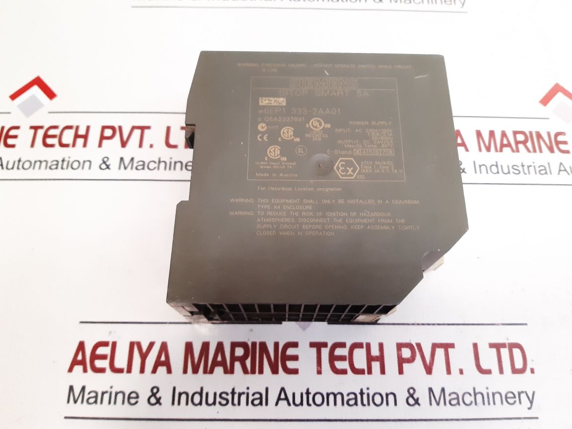 Siemens 6Ep1 333-2Aa01 Sitop Smart 5A Power Supply Dc 24V