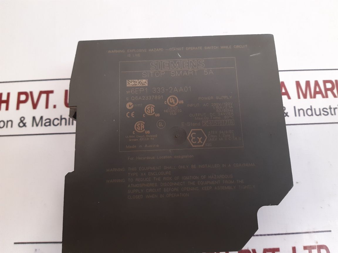 Siemens 6Ep1 333-2Aa01 Sitop Smart 5A Power Supply Dc 24V