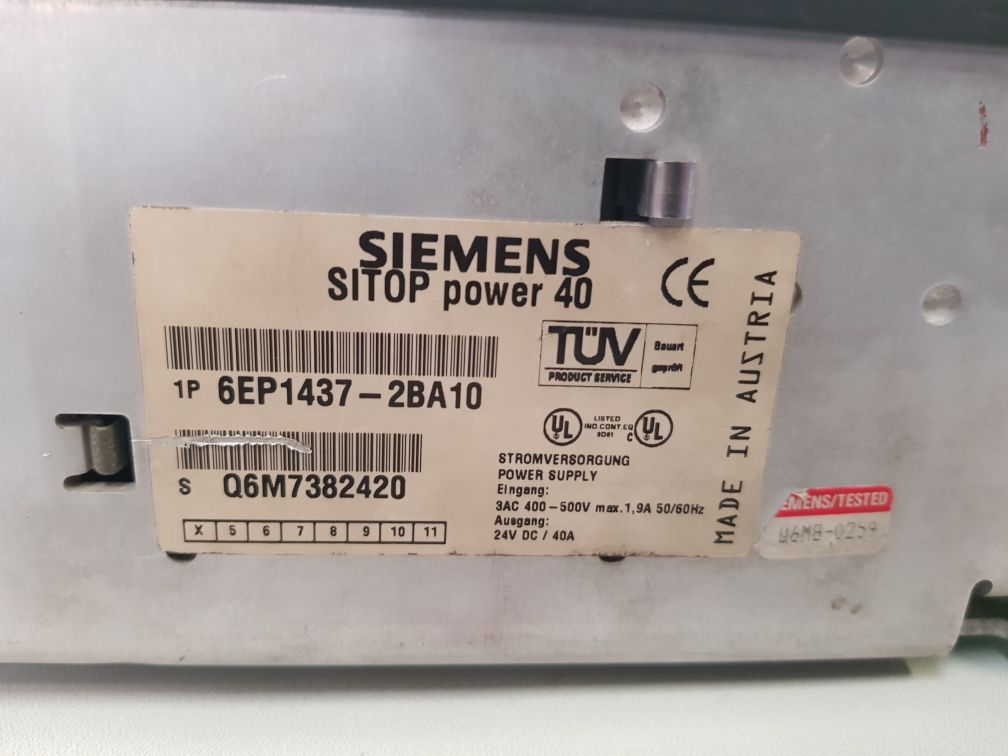Siemens 6Ep1 437-2Ba10 Power Supply 24V 40A
