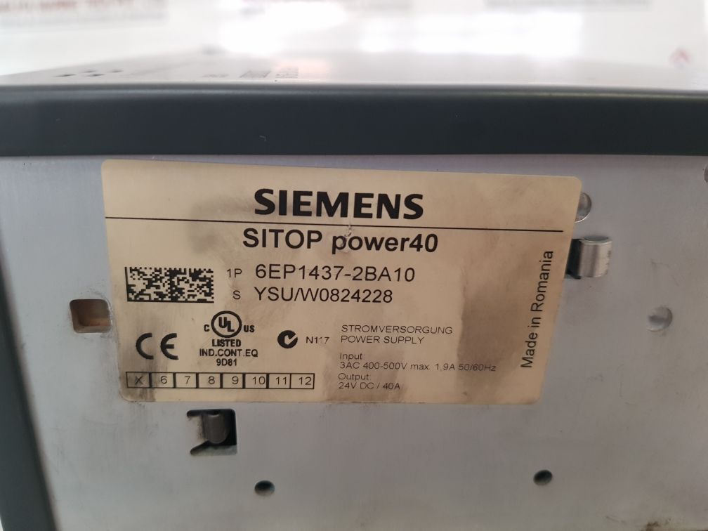 Siemens 6Ep1 437-2Ba10 Power Supply 24 Vdc 40A