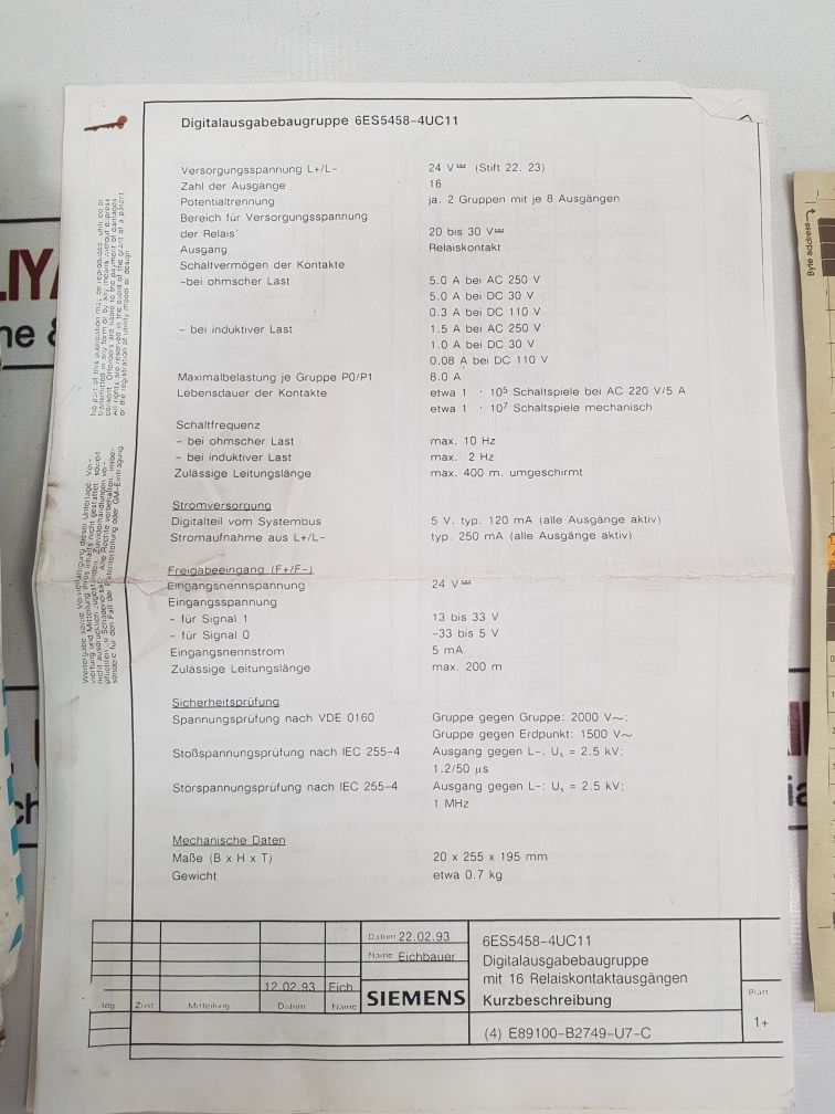 Siemens Simatic 6Es5458-4Uc11 Relay Output Module