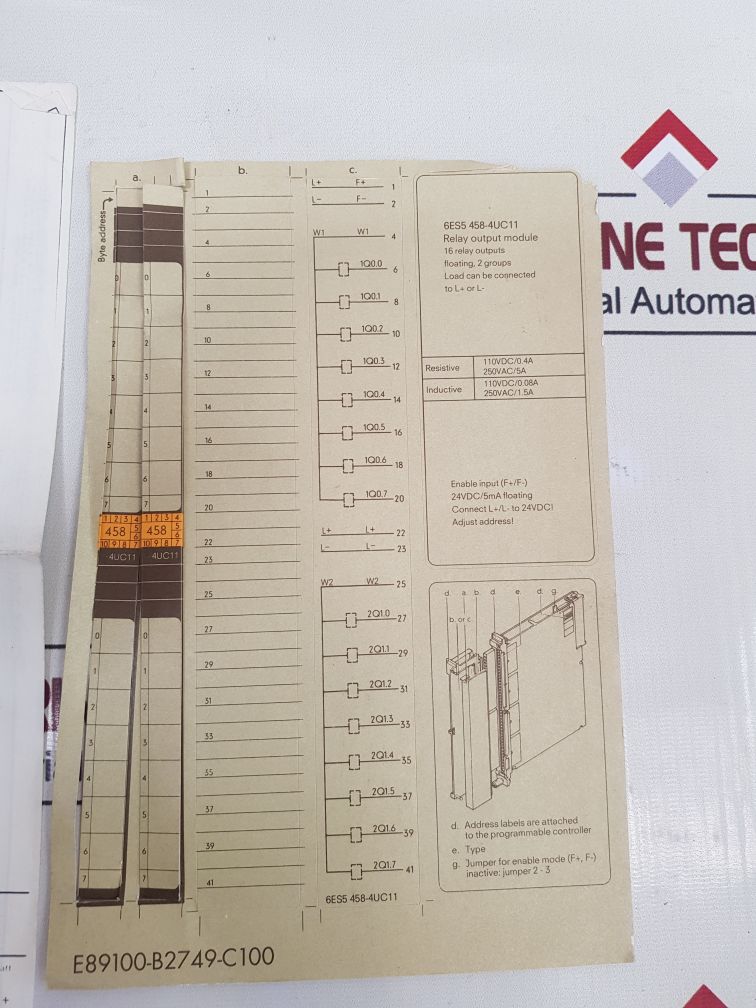 Siemens Simatic 6Es5458-4Uc11 Relay Output Module