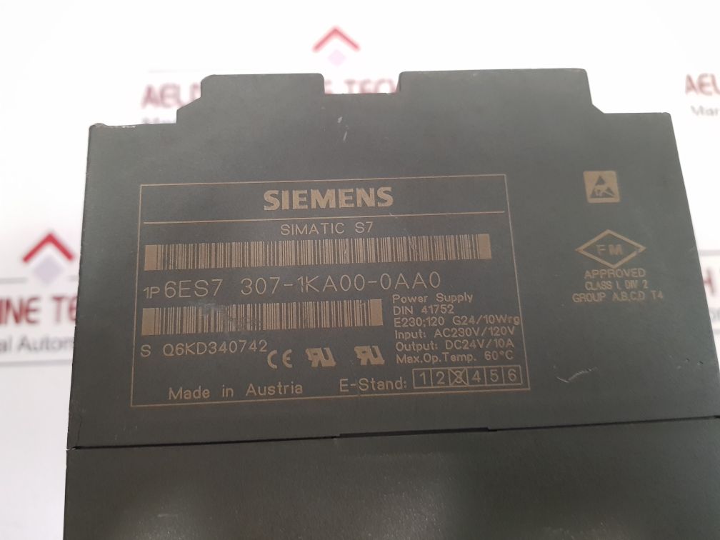 Siemens 6Es7 307-1Ka00-0Aa0 Simatic S7 Power Supply 24V Dc 10A