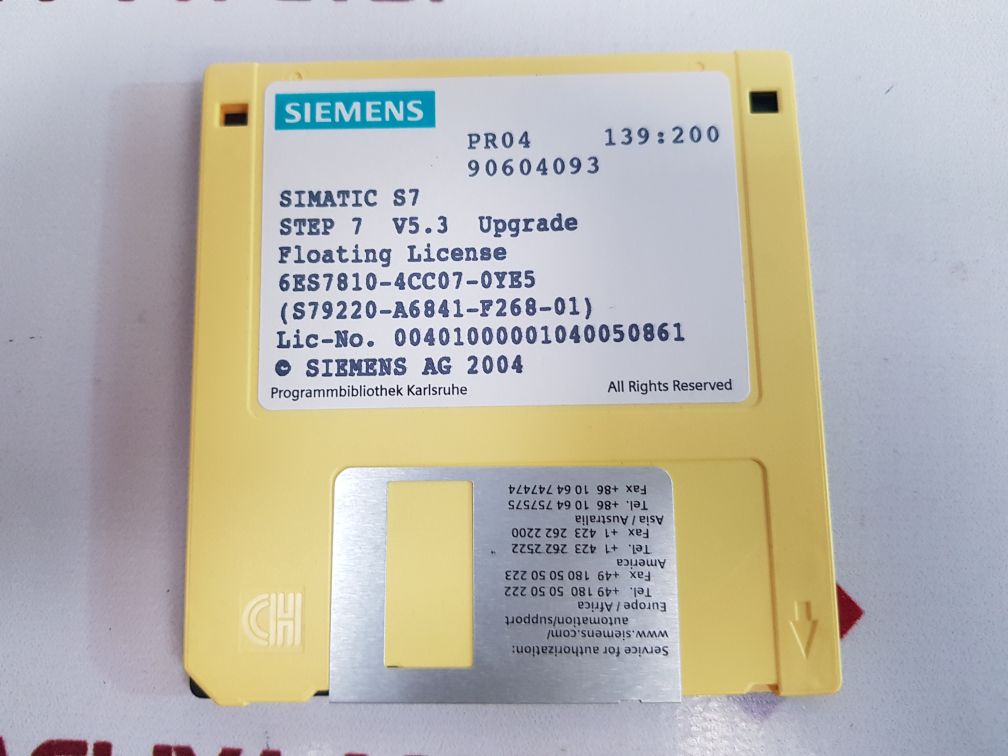 Siemens 6Es7810-4Cc07-0Ye5 Software Step 7 V5.3