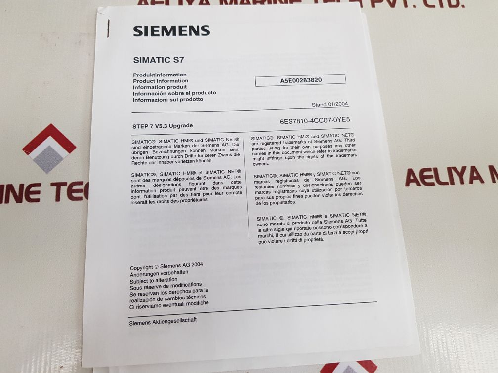 Siemens 6Es7810-4Cc07-0Ye5 Software Step 7 V5.3