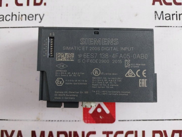 Siemens 6Es7138-4Fa05-0Ab0 Simatic Et 200S Digital Input Module