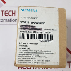 Siemens 6Es7 231-5Pd32-0Xb0 Simatic S7-1200 Analog Input Module

