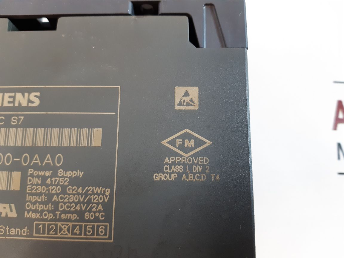 Siemens 6es7 307-1ba00-0aa0 power supply