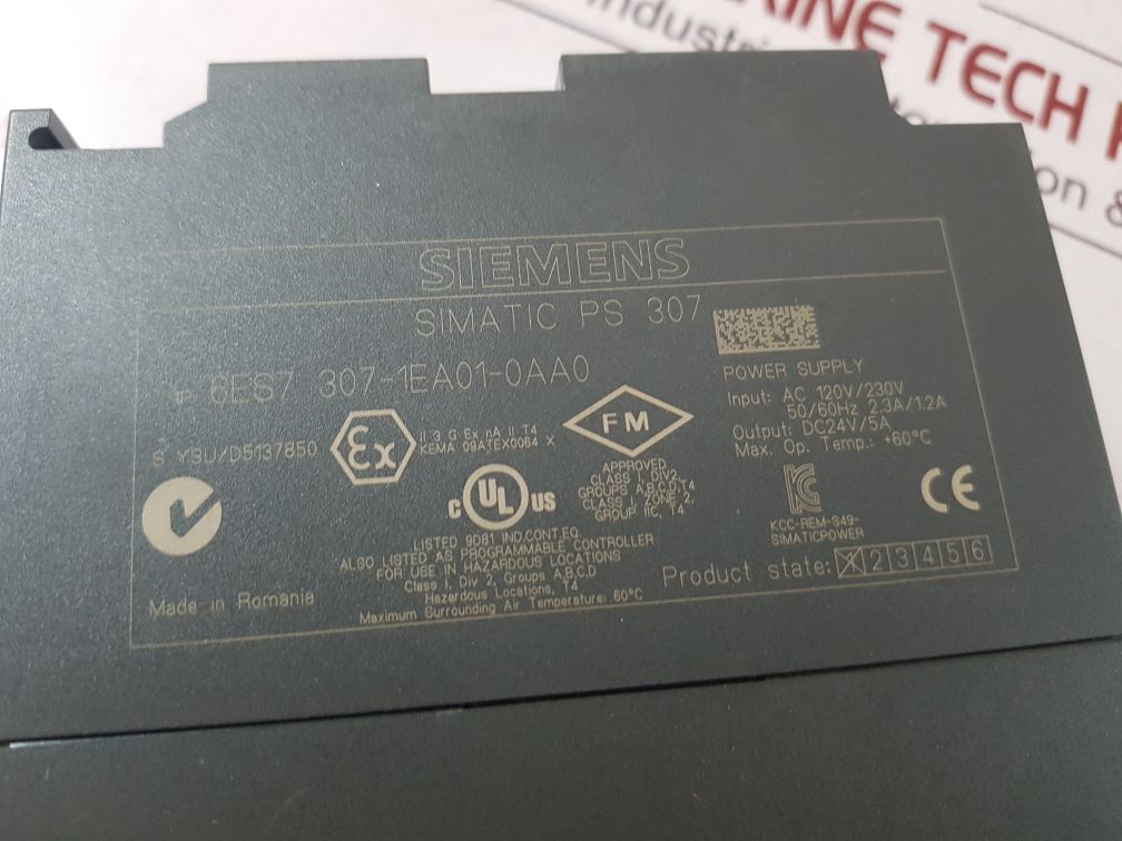 Siemens Simatic Ps 307 6Es7 307-1Ea01-0Aa0 Power Supply Module
