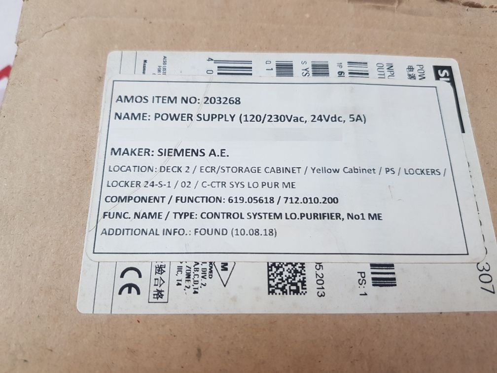 Siemens Simatic Ps 307 6Es7 307-1Ea01-0Aa0 Power Supply Module