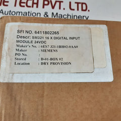 Siemens Simatic S7 Sm321 6Es7 321-1Bh02-0Aa0 Digital Input Module 24Vdc