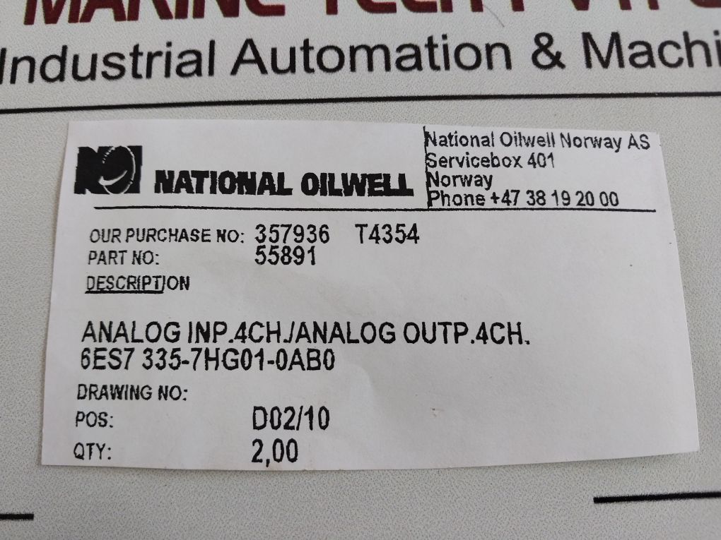Siemens 6Es7 335-7Hg01-0Ab0 Analog I/O Module