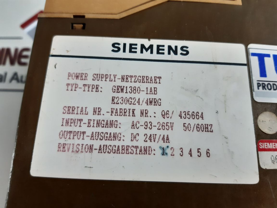 Siemens 6ew1380-1ab power supply ac-93-265v