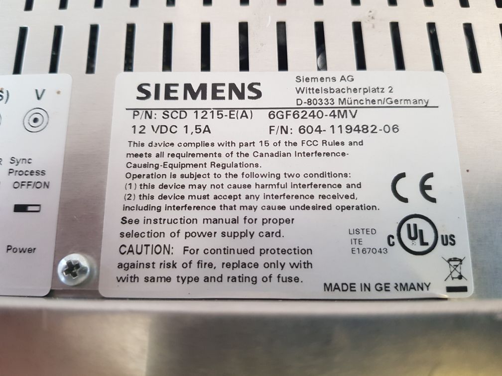 Siemens 6Gf6240-4Mv User Interface Lcd-monitor