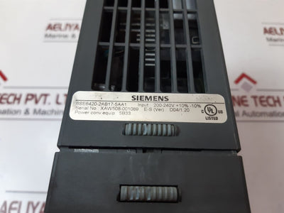 Siemens 6Se6420-2Ab17-5Aa1 Micromaster 420 Inverter