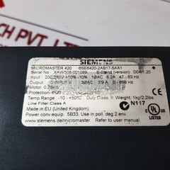 Siemens 6Se6420-2Ab17-5Aa1 Micromaster 420 Inverter