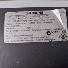 Siemens 6Se6420-2Ud13-7Aa1 Micromaster 420 Inverter