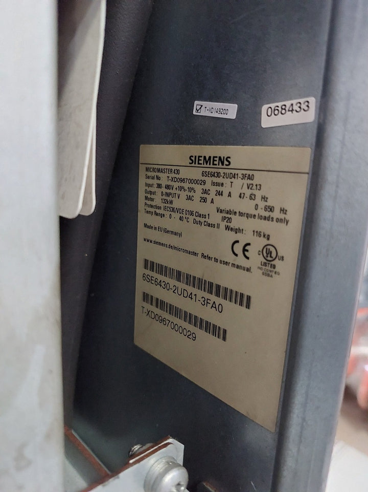 Siemens 6Se6430-2Ud41-3Fa0 Micromaster 430 Frequency Inverter Plc Drive Speed