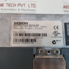 Siemens 6Sl3040-0La00-0Aa1 Sinamics Power Module 340