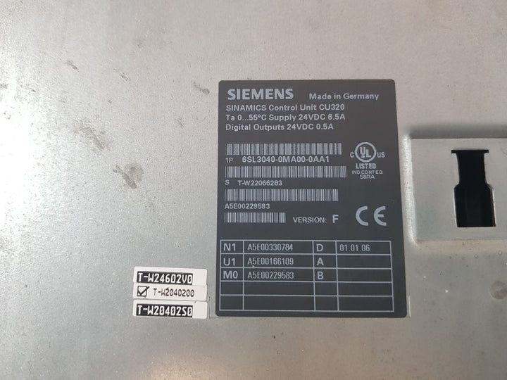 Siemens Sinamics 6Sl3040-0Ma00-0Aa1 Control Unit Cu320 Version F