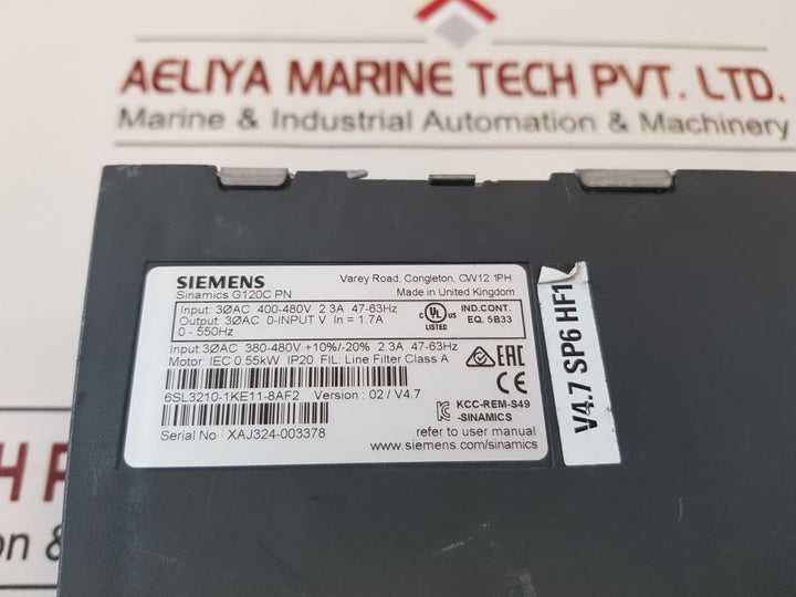 Siemens 6Sl3210-1Ke11-8Af2 Compact Converter
