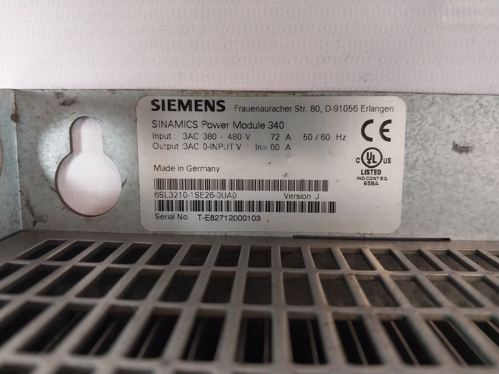 Siemens 6Sl3210-1Se26-0Ua0 Inverter Drive Power Module 340