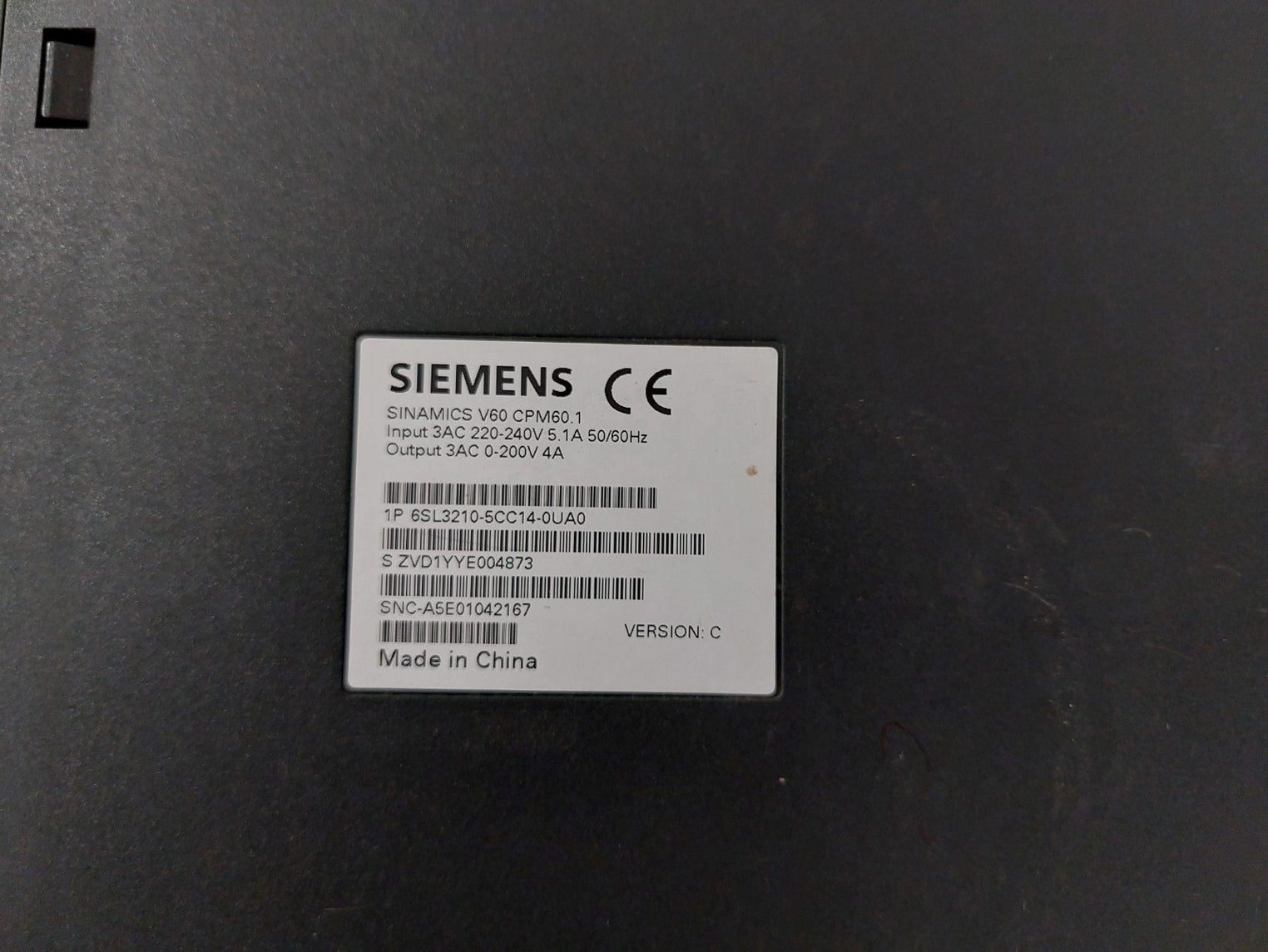 Siemens 6Sl3210-5Cc14-0Ua0 Sinamics V60 Cpm60.1 Servo Drive