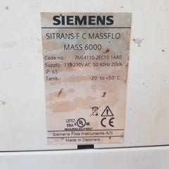 Siemens 7Me4110-2Ec10-1Aa0 Flow Transmitter Mass 6000