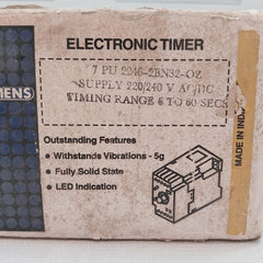 Siemens 7Pu2240-2Bn32-0Z On Delay Timer 6-60 Sec