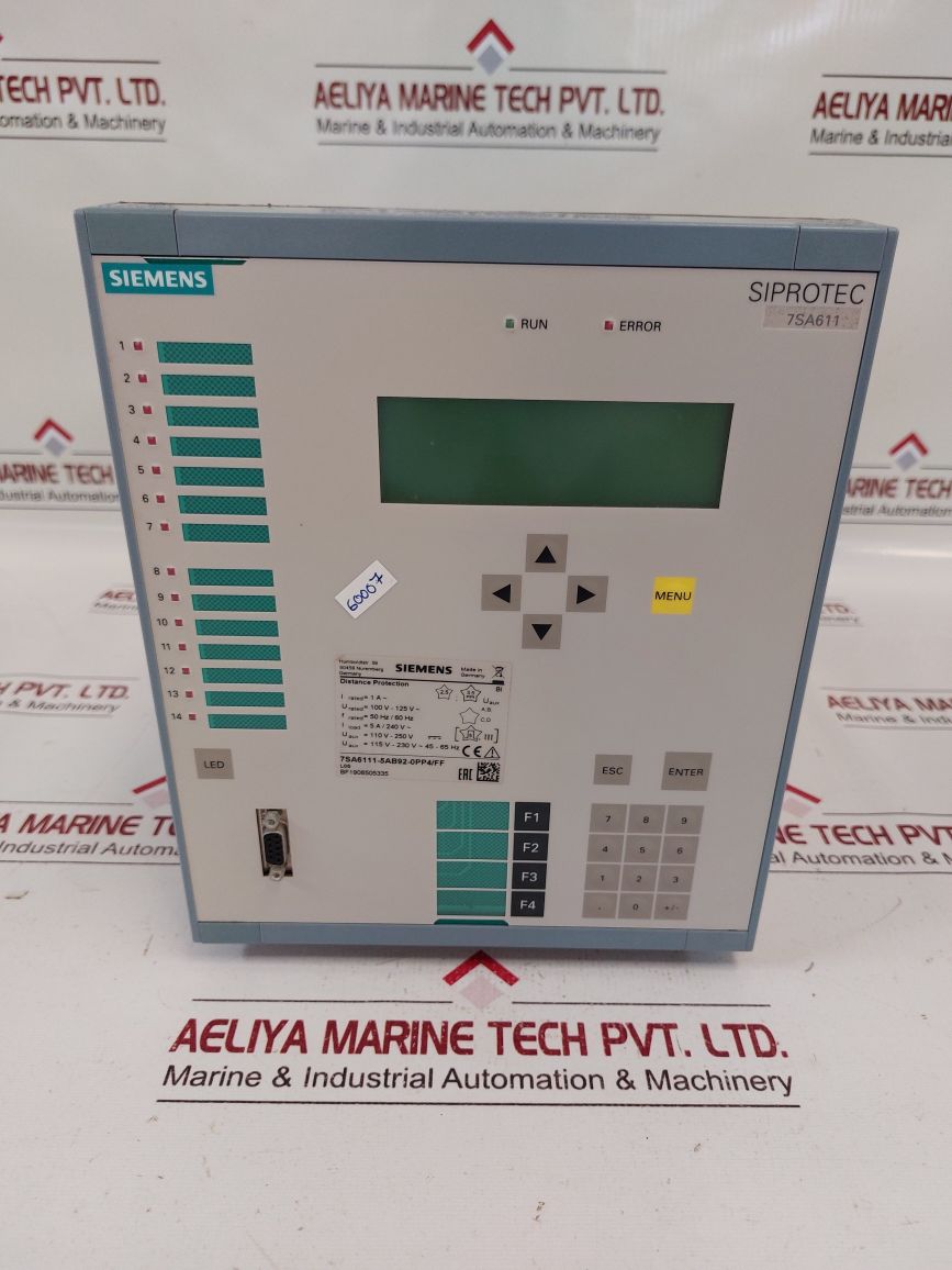 Siemens 7Sa6111-5Ab92-0Pp4/Ff Distance Protection Relay
