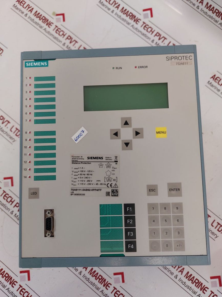 Siemens 7Sa6111-5Ab92-0Pp4/Ff Distance Protection Relay