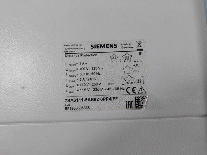 Siemens 7Sa6111 Distance Protection Relay 7Sa6111-5Ab92-0Pp4/Ff