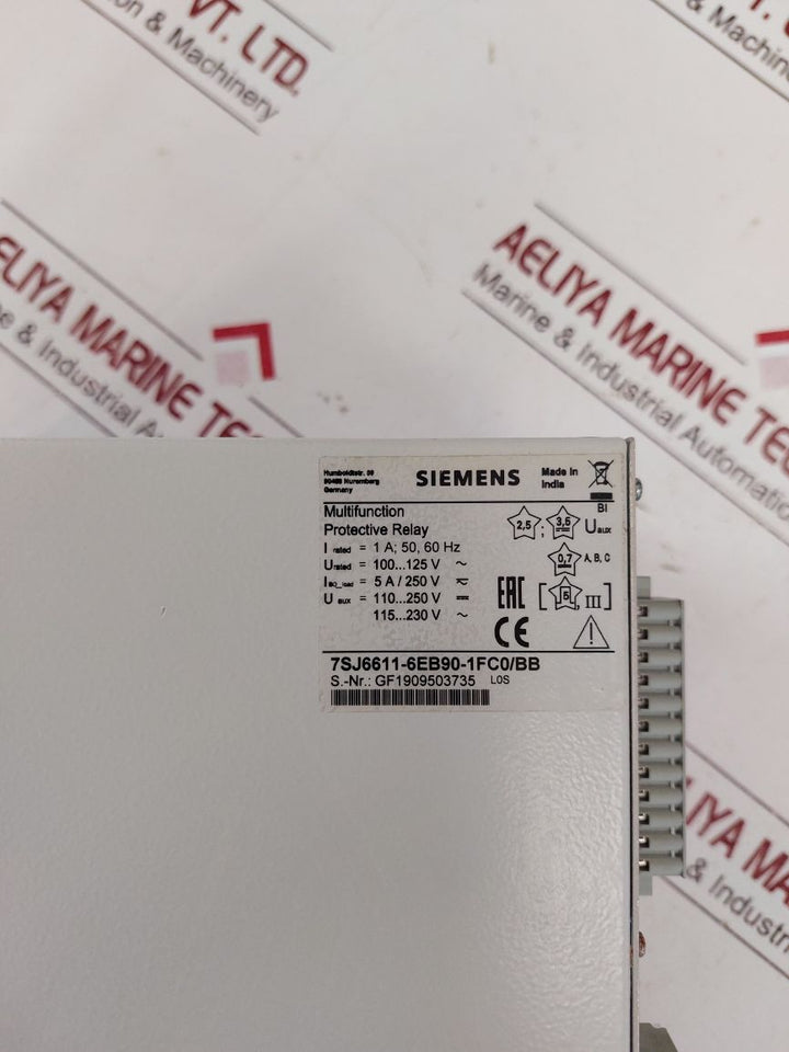 Siemens 7Sj6621-6Kb90-1Fc0Bb Multifunction Protective Relay
