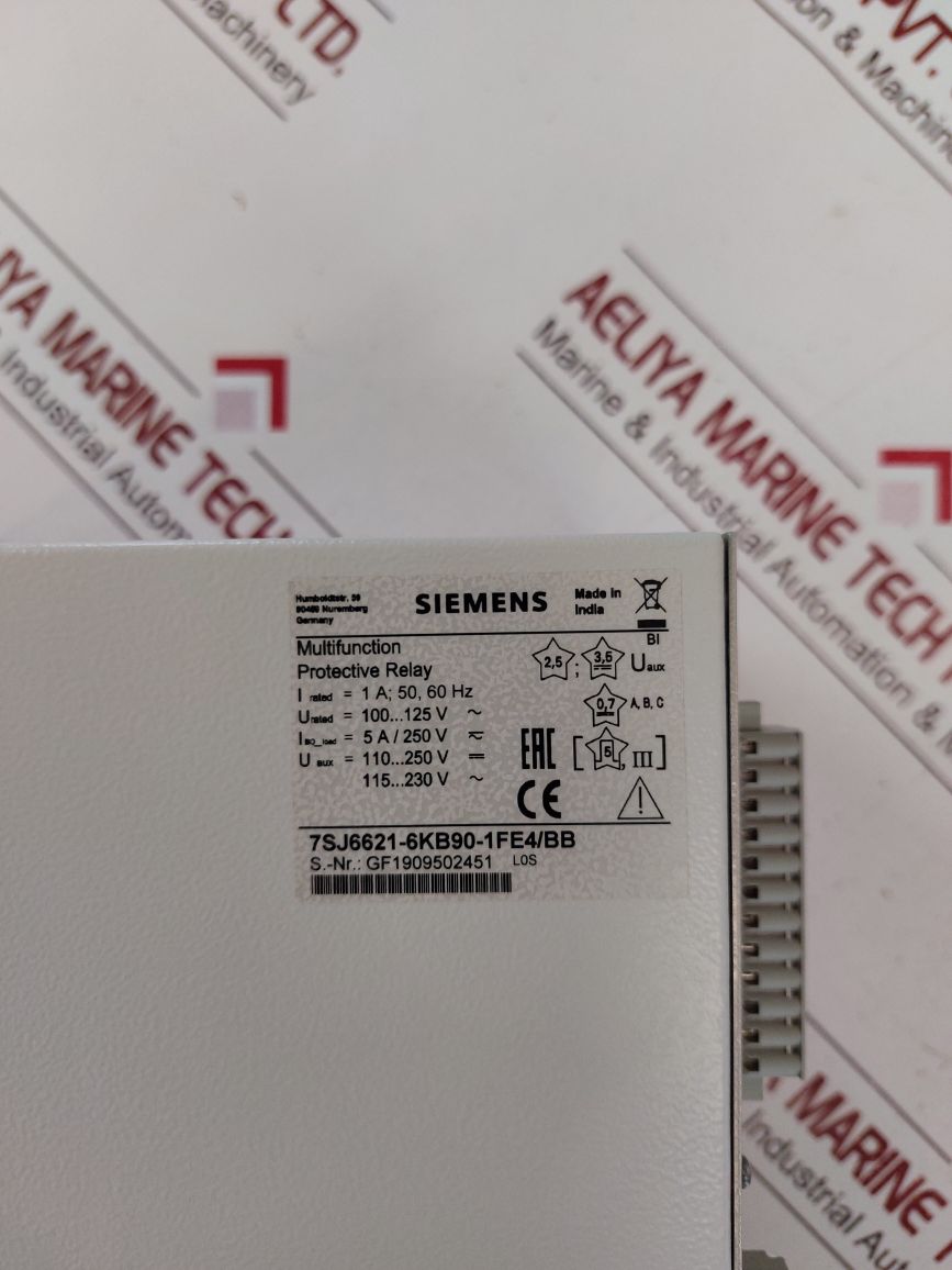 Siemens 7Sj6621-6Kb90-1Fe4Bb Multifunction Protective Relay
