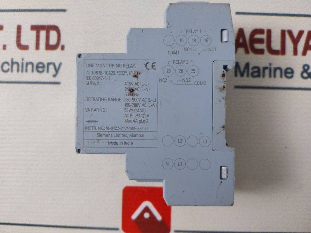 Siemens 7Ug0818-1Ca20 Line Monitoring Relay Ip 20