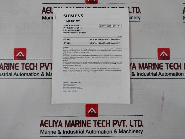Siemens Cp 441-2 Communication Module 6Es7 441-2Aa01-0Ae0