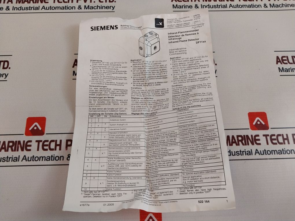 Siemens Df1192 Infrared Flame Detector 51666 08
